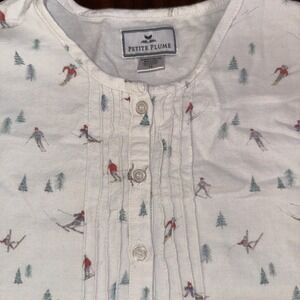 Petite‎ Plume Flannel Nightgown Size 12 Girls Green Skiers Christmas